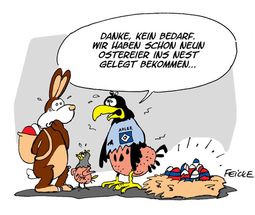 Cartoon: Adler Fink und Osterhase (medium) by FEICKE tagged hsv,bayern,münchen,fc,zu,osterhase,rene,adler,thorsten,fink,fußball,fussball,hamburger,sv,hsv,bayern,münchen,fc,zu,osterhase,rene,adler,thorsten,fink,fußball,fussball,hamburger,sv