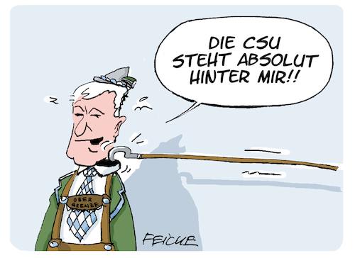 Cartoon: CSU hinter Seehofer (medium) by FEICKE tagged csu,partei,seehofer,koalition,wahl,söder,junge,union,kritik
