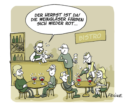 Cartoon: Der Herbst ist da (medium) by FEICKE tagged trinken,weisswein,rotwein,wein,herbst,herbst,wein,rotwein,weisswein,trinken