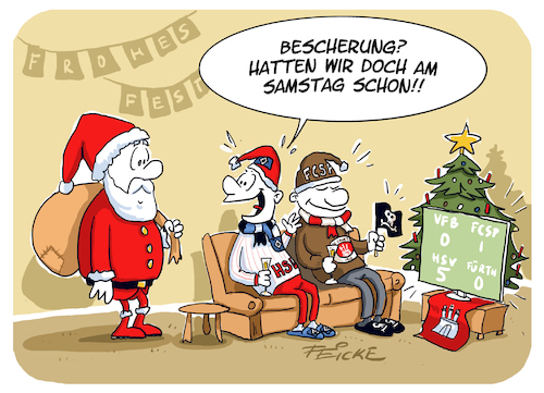 Cartoon: FCSP HSV Bescherung (medium) by FEICKE tagged weihnachten,weihnachtsmann,bescherung,hamburg,bundesliga,zwei,verein,hsv,sportverein,fc,sankt,pauli,fussball,fußball,weihnachten,weihnachtsmann,bescherung,hamburg,bundesliga,zwei,verein,hsv,sportverein,fc,sankt,pauli,fussball,fußball