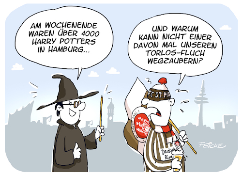 Cartoon: FCSP und Harry Potter (medium) by FEICKE tagged fc,sankt,pauli,harry,potter,fcsp,fussball,bundesliga,zweite,liga,dfl,dfb,fc,sankt,pauli,harry,potter,fcsp,fussball,bundesliga,zweite,liga,dfl,dfb