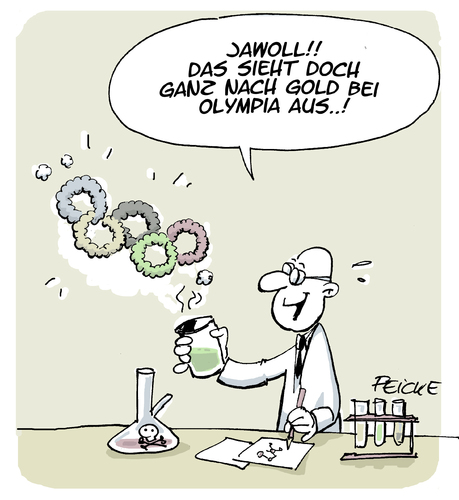 Cartoon: Gold bei Olympia (medium) by FEICKE tagged olympia,gold,medaille,doping,olympia,gold,medaille,doping
