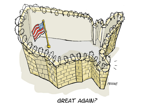 Cartoon: great again? (medium) by FEICKE tagged trump,usa,america,great,mexico,border,trump,usa,america,great,mexico,border
