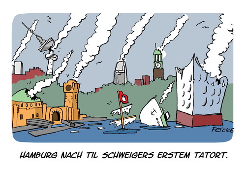 Cartoon: Hamburg nach Til Schweiger (medium) by FEICKE tagged ard,tatort,til,schweiger,neu,kommissar,polizei,mord,fernsehen,krimi,tv,spannung,action,hamburg,zerstörung,landungsbrücken,fernsehturm,bismarck,denkmal,michel,st,michaelis,kirche,cap,san,diego,rickmer,rickmers,segelschiff,hafen,sightseeing,highlights,elbphilharmonie,ard,tatort,til,schweiger,neu,kommissar,polizei,mord,fernsehen,krimi,tv,spannung,action,hamburg,zerstörung,landungsbrücken,fernsehturm,bismarck,denkmal,michel,st,michaelis,kirche,cap,san,diego,rickmer,rickmers,segelschiff,hafen,sightseeing,highlights,elbphilharmonie