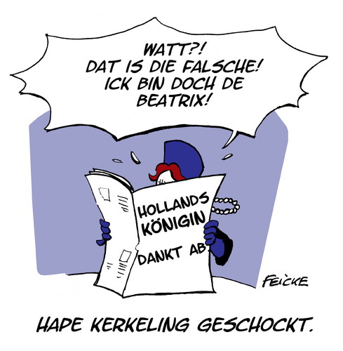 Cartoon: Hape ist dann mal weg (medium) by FEICKE tagged königin,beatrix,holland,niederlande,dankt,ab,abdankung,2013,april,hape,kerkeling,ich,bin,dann,mal,weg,komödiant,verkleidung,königin,beatrix,holland,niederlande,dankt,ab,abdankung,2013,april,hape,kerkeling,ich,bin,dann,mal,weg,komödiant,verkleidung