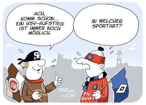 Cartoon: HSV Aufmunterung (medium) by FEICKE tagged hamburg,bundesliga,zwei,verein,hsv,sportverein,fc,sankt,pauli,fussball,fußball,dfl,dfb,aufstieg,fans,hamburg,bundesliga,zwei,verein,hsv,sportverein,fc,sankt,pauli,fussball,fußball,dfl,dfb,aufstieg,fans