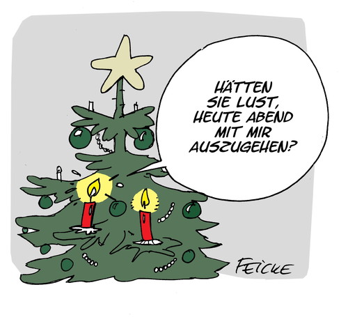 Cartoon: Kerzenliebe (medium) by FEICKE tagged kerze,advent,tannenbaum,weihnachten,christbaum,christmas,party,rendezvous,essen,gehen,ausgehen