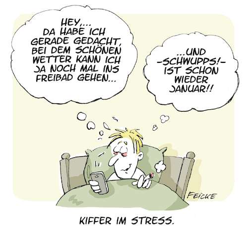 Cartoon: Kiffer im Stress (medium) by FEICKE tagged kiffer,thc,joint,stress,chill,antriebslos,lahm,müde,cannabis,krank,sucht,droge,betäubungsmittel,kiffer,thc,joint,stress,chill,antriebslos,lahm,müde,cannabis,krank,sucht,droge,betäubungsmittel