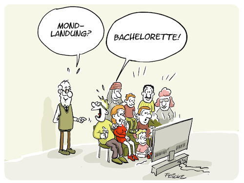 Cartoon: Mondlandung im TV (medium) by FEICKE tagged mond,landung,jubiläum,jahrestag,apollo,raumfahrt,erde,weltall,rakete,mond,landung,jubiläum,jahrestag,apollo,raumfahrt,erde,weltall,rakete