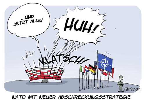 Cartoon: Neue NATO-Strategie (medium) by FEICKE tagged nato,otan,warschau,gipfel,verteidigung,abschreckung,fussball,island,frankreich,euro,2016,em,schlachtruf,nato,otan,warschau,gipfel,verteidigung,abschreckung,fussball,island,frankreich,euro,2016,em,schlachtruf