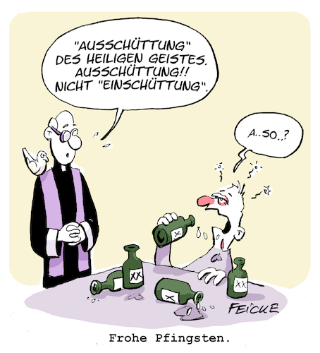Cartoon: Pfingsten (medium) by FEICKE tagged kirche,pfingsten,schüttung,geist,kirche,pfingsten,schüttung,geist