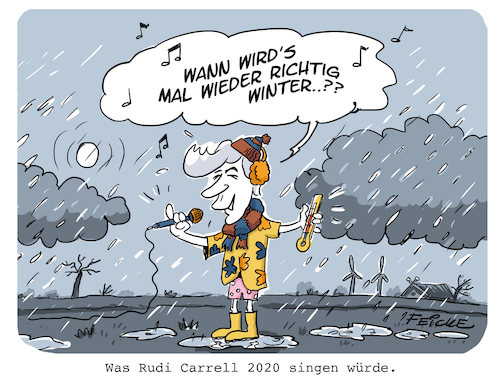 Cartoon: Rudi Carrell 2020 (medium) by FEICKE tagged rudi,carrell,schlager,winter,klima,warm,wandel,grau,rudi,carrell,schlager,winter,klima,warm,wandel,grau