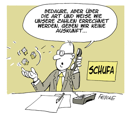 Cartoon: Schufantastisch (medium) by FEICKE tagged schufa,schutzvereinigung,für,anleger,banken,selbstauskunft,gericht,prozess,methode,rechnen,schufa,schutzvereinigung,für,anleger,banken,selbstauskunft,gericht,prozess,methode,rechnen