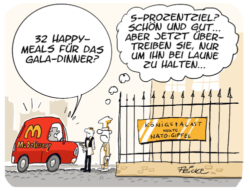 Cartoon: Trump Anbiederung Natogipfel (medium) by FEICKE tagged nato,traump,anbiederung,dinner,sicherheit,nato,traump,anbiederung,dinner,sicherheit