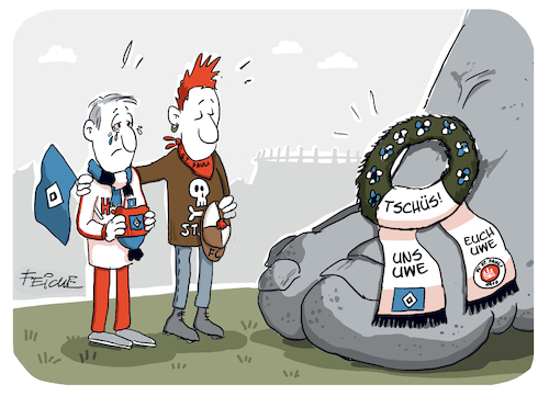 Cartoon: Tschüs Uns Uwe (medium) by FEICKE tagged uwe,seeler,beileid,hamburg,bundesliga,zwei,verein,hsv,sportverein,fc,sankt,pauli,fussball,fußball,uwe,seeler,beileid,hamburg,bundesliga,zwei,verein,hsv,sportverein,fc,sankt,pauli,fussball,fußball