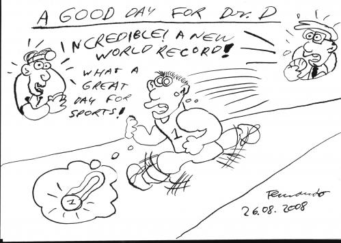 Cartoon: a good day for Dr. D (medium) by Fernando tagged olympic,games,sports,running,doping