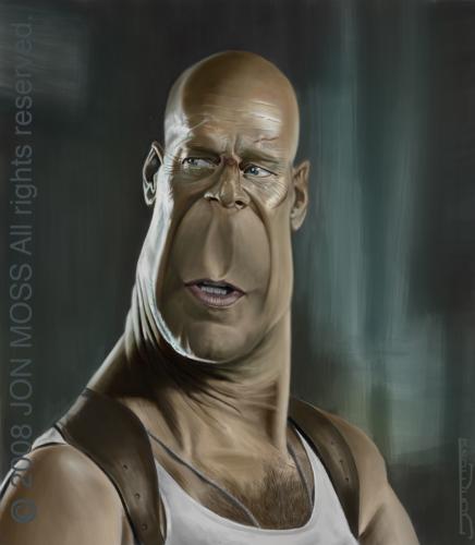 Cartoon: Bruce Willis caricature (medium) by jonmoss tagged bruce,willis,caricature