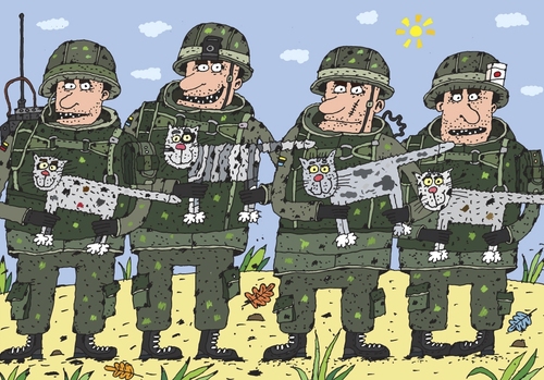Cartoon: Die Soldaten (medium) by Sergei Belozerov tagged der,soldat,die,katze