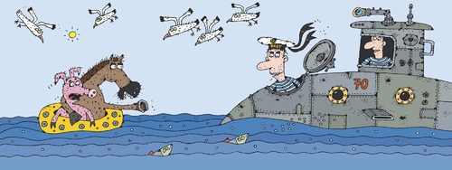 Cartoon: Meerschweinchen und Seepferdchen (medium) by Sergei Belozerov tagged meerschweinchen,seepferdchen