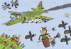 Cartoon: sky (small) by Sergei Belozerov tagged sky,airplane,fighter,witch,owl