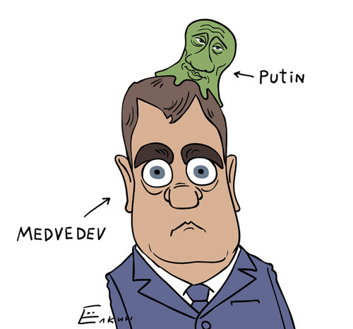 Cartoon: Putin  -  Brain Slug (medium) by Elkin tagged putin