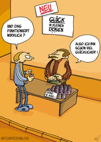 Cartoon: Glücksdosis (medium) by mil tagged glück,dose,kaufen,mil,