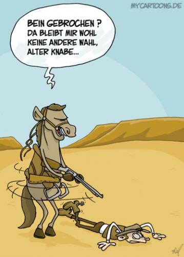 Cartoon: Gnadenschuss (medium) by mil tagged pferd,cowboy,beinbruch,gnadenschuss,mil,