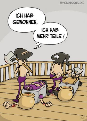 Cartoon: Henker Konkurrenzkampf (medium) by mil tagged henker,scharfrichter,beil,wettbewerb,sieg,mil