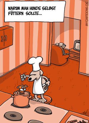 Cartoon: Hundefutter (medium) by mil tagged hund,katze,futter,fressen,topf,kochen,haustier,hunger,küche,menu,rezept