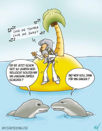 Cartoon: Insel Sänger (medium) by mil tagged insel,mann,sänger,berühmt,delfine,mil,