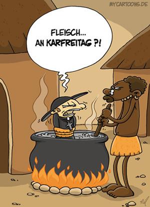Cartoon: Karfreitag (medium) by mil tagged karfreitag,missionar,brauch,christlich,ostern,heide,wilder,essen,fleisch