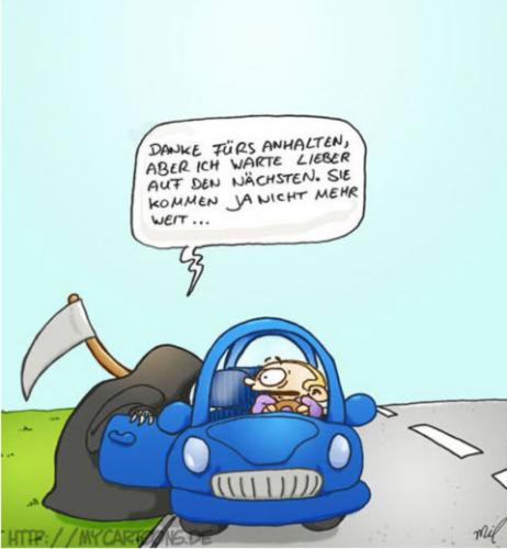 Cartoon: Tödlicher Anhalter (medium) by mil tagged cartoon,tod,auto,anhalter,mil