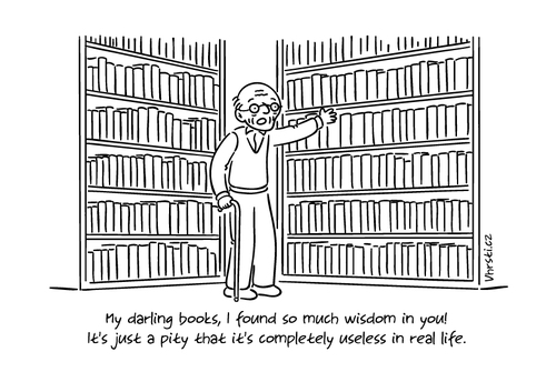 Cartoon: Darling Books (medium) by Vhrsti tagged book,library,bookcase,reader,life