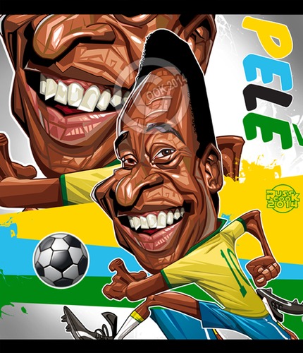 Cartoon: Pele (medium) by Russ Cook tagged pele,caricature,russ,cook,football,edson,arantes,do,nascimento,soccer,brazil,brazilian,striker,athlete,greatest,cartoon,digital,russell,world,cup