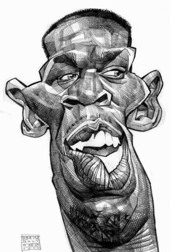Cartoon: Usain Bolt (medium) by Russ Cook tagged sprint,run,sprinter,race,runner,meters,metres,100,winner,champion,olympic,athletics,athletic,athlete,hundred,jamaican,jamaica,bolt,usain,cartoon,caricatures,caricature