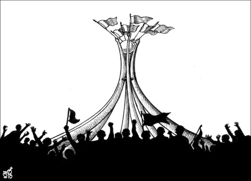 Cartoon: Bahrain Pearl revolution (medium) by samir alramahi tagged cartoon,ramahi,arab,revolution,bahrain