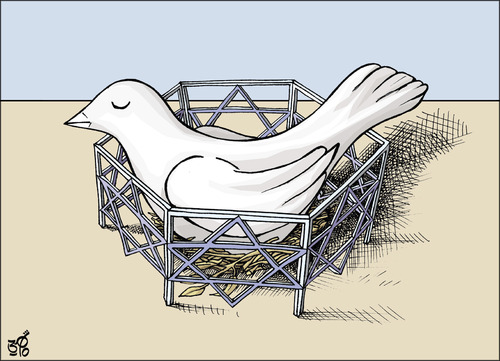 Cartoon: Dove 2011 (medium) by samir alramahi tagged cartoon,palestine,israel,ramahi,arab,dove,peace