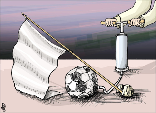 Cartoon: Flag (medium) by samir alramahi tagged regimes,arab,football,flag,ramahi