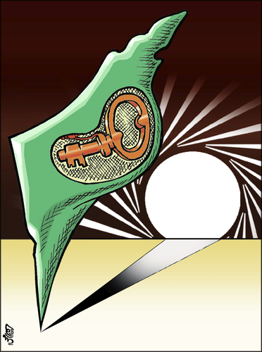 Cartoon: Key (medium) by samir alramahi tagged right,return,home,palestine,pregnant,key,ramahi