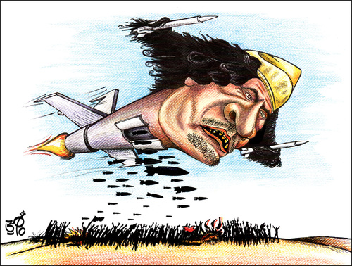 Cartoon: QADDAFI (medium) by samir alramahi tagged ramahi,africa,dictator,arab,gaddafi,qaddafi,portrait