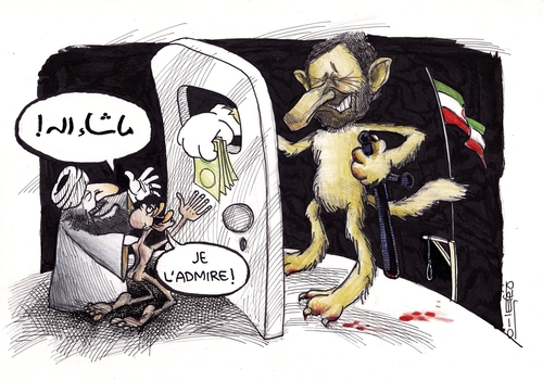 Cartoon: Ahmadinejad popularity (medium) by Kianoush tagged ahmadinejad,hizbolah,iran