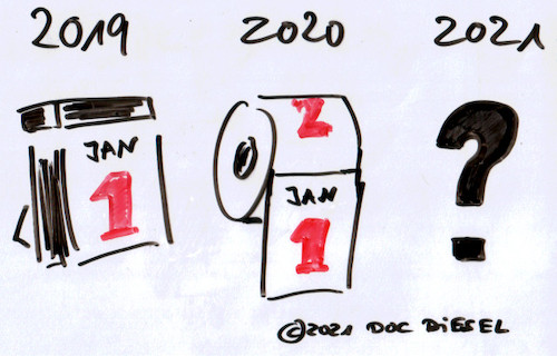Cartoon: Alles Gute für 2021! (medium) by docdiesel tagged neujahr,2020,2021,covid,covid19,corona,klopapier,newyear