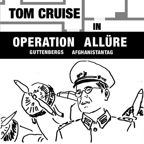 Cartoon: Guttenberg goes Hollywood (medium) by docdiesel tagged movie,film,hollywood,cruise,soldaten,wehrmacht,bundeswehr,einsatz,afghanistan,verteidigungsminister,stephanie,theodor,karl,militär,guttenberg,staufenberg