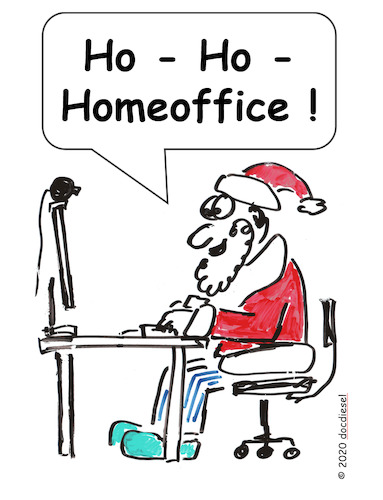 Cartoon: Virtuelles Weihnachten 2020 (medium) by docdiesel tagged weihnachten,xmas,homeoffice