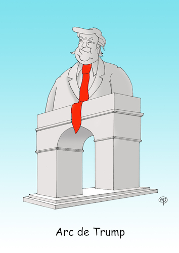 Cartoon: Arc de Trump (medium) by Erwin Pischel tagged trump,präsident,usa,arc,de,triomphe,paris,triumph,triumphbogen,bogen,denkmal,bauwerk,place,charles,gaulle,ruhm,ehre,napoleon,ehrgeiz,größenwahn,größenwahnsinn,krankhaft,pathogen,toxisch,selbsüberschätzung,egoismus,narzissmus,selbstliebe,narzisst,selbstbewunderung,selbstverliebt,gewölbebogen,nachahmung,vorbild,plagiat,optische,täuschung,perspektive,krawatte,washington,pomp,protzerei,pischel