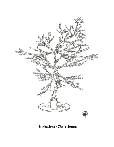 Cartoon: Inklusions-Christbaum (medium) by Erwin Pischel tagged inklusion,christ,weihnachtsbaum,stern,weihnachtsstern,nadelbaum,baum,tradition,weihnachten,tanne,fichte,nadeln,pädagogik,behinderte,handycap,pischel