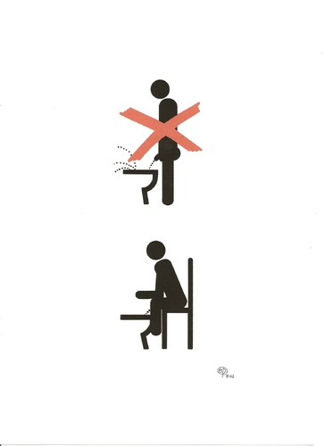 Cartoon: Neue Hygienevorschrift (medium) by Erwin Pischel tagged hygiene,toilette,toilettensitz,sitzpinkler,urin,harn,stuhl,unhygienisch,pischel