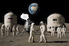 Cartoon: Blue Ghost entdeckt Sensation (small) by Erwin Pischel tagged mond,mare,crisium,mondfähre,blue,ghost,mondlander,lander,landefähre,raumfahrt,raumkapsel,usa,amerika,russland,sowjetunion,kosmonaut,astronaut,fiktion,roman,arno,schmidt,kaff,handschlag,fake,toxisch,überraschung,trump,erde,wohncontainer,container,pischel