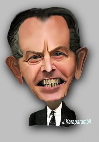 Cartoon: Tony Blair (medium) by jkaraparambil tagged tony,blair,prime,minister,briton,london,uk,iraq,bush,war,europian,leader,politics,jkaraparambil,jk,creations,jophy,jacob,joseph,karaparambil,edmonton,caricaturist,caricature,cartoon