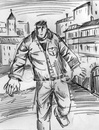Cartoon: penciling (small) by kolle tagged street,boy,wqalking,walker,walk